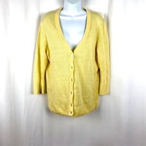 Talbots Linen button front cardigan sweater LP